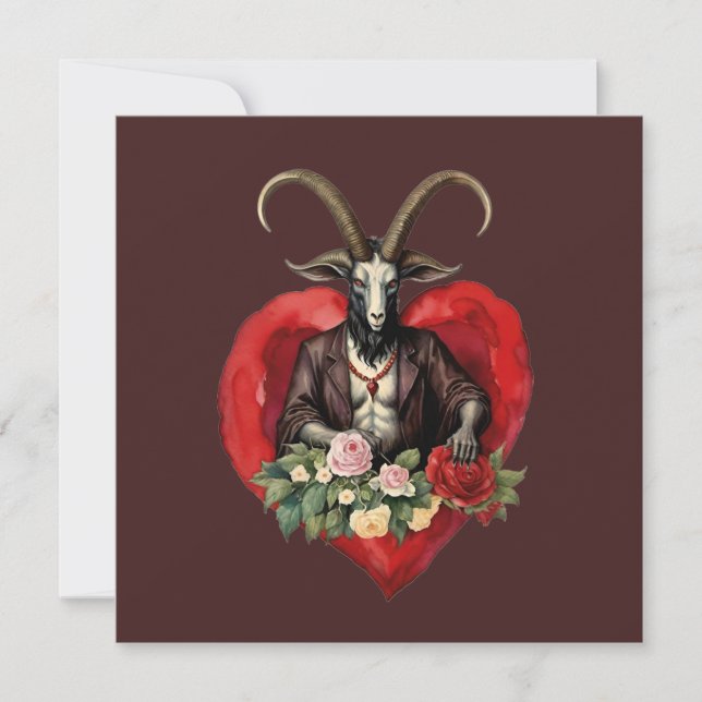 Retro Baphomet Gothic Valentine's Day Love Julkort (Framsida)