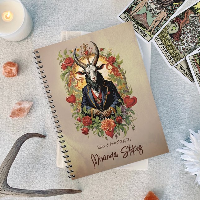 Retro Baphomet Vintage Hearts Ro Tarot Journal Anteckningsbok (Retro Baphomet Vintage Hearts and Roses Tarot Journal for professional tarot readers)