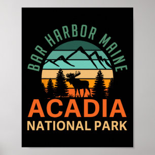 Retro Bar Harbor Maine Acadia National Park Älg Poster
