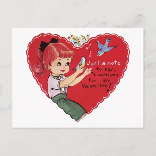 Retro Bara en anteckning till min Valentine Helg Vykort (Framsida)