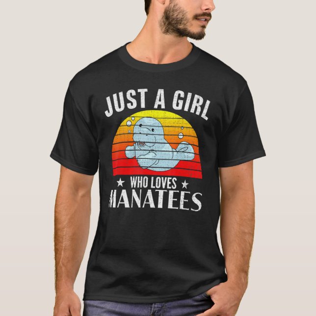 Retro Bara en flicka som Kärlek Manatees Manatee F T Shirt (Framsida)