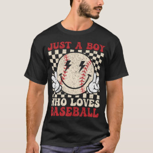 Retro Bara En Pojke Som älskar Baseboll Baseboll Ä T Shirt