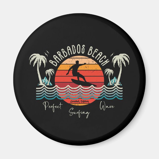 Retro Barbados Beach Magnet (Framsidan)