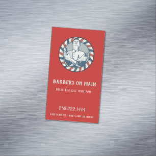 Retro Barber Badge Lodrät Affärskort Magnet