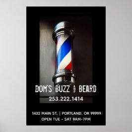Retro Barber Pole Business Poster Sign