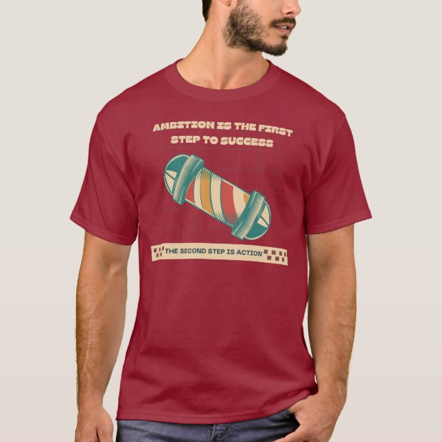 Retro barber pole citerar lustigt frisörsalong t shirt (Framsida)