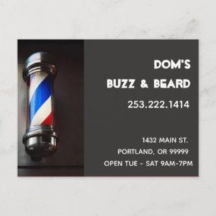 Retro Barber Pole Mörk Grått Business Vykort