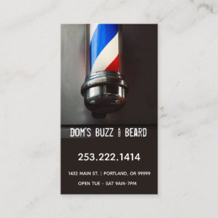 Retro Barber Pole Mörk Grått Visitkort