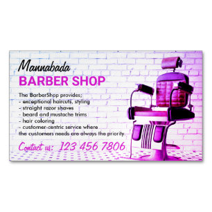 Retro Barber Shop Lila Simple Magnetiska Visitkort