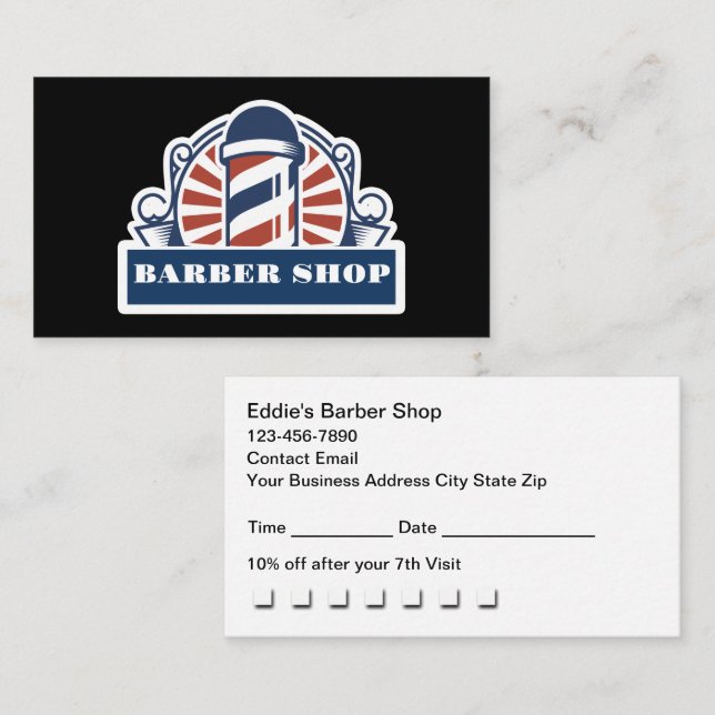 Retro Barber Shopps Avtalsbelöningar  Visitkort (Fram/baksida)