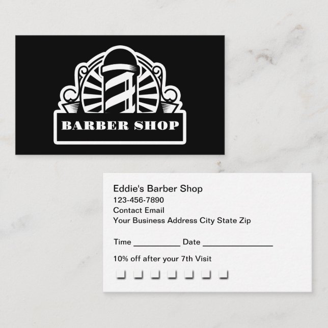 Retro Barber Shopps Avtalsbelöningar  Visitkort (Fram/baksida)