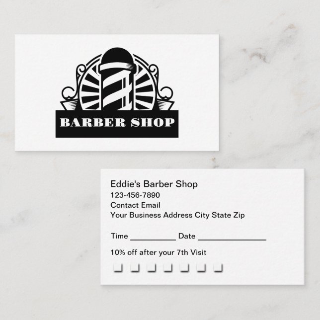 Retro Barber Shopps Bokningsbelöningar  Visitkort (Fram/baksida)