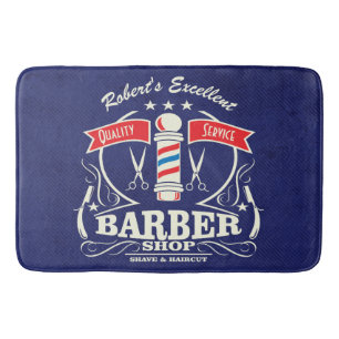 Retro Barber Stylist Work Floor mat Blue Badrumsmatta