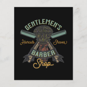 Retro Barber Vintage Barbershop Manlig Skönhetsvår Flygblad