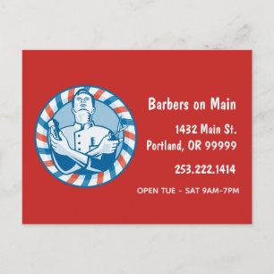 Retro Barbershop Badge Vykort