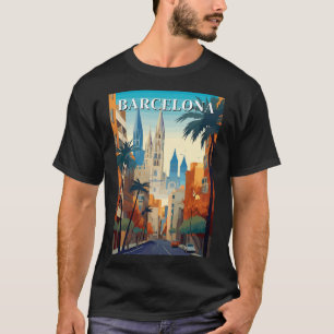 Retro Barcelona Vintage Reseskissillustration T Shirt
