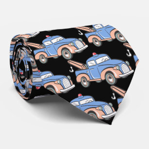 Retro bärgningsbilmönster slips