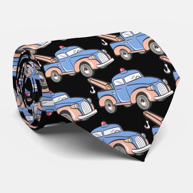 Retro bärgningsbilmönster slips (Rullad)