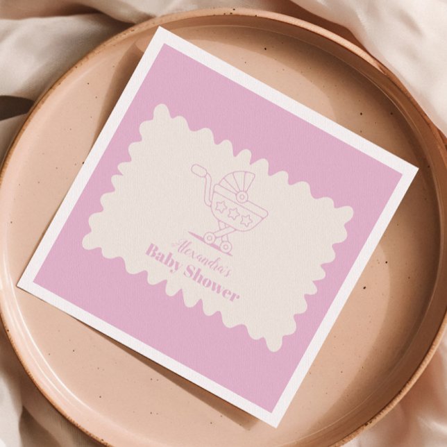 Retro Barnvagn Sketch Doodle Baby Shower Pappersservett (Skapare uppladdad)