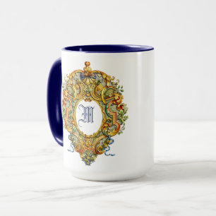 Retro barock rokoko oval kartusch 1700-tal monogra mugg