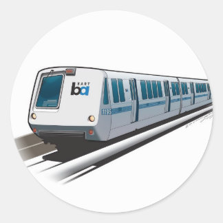 Retro Bart tåg Illustration Runt Klistermärke