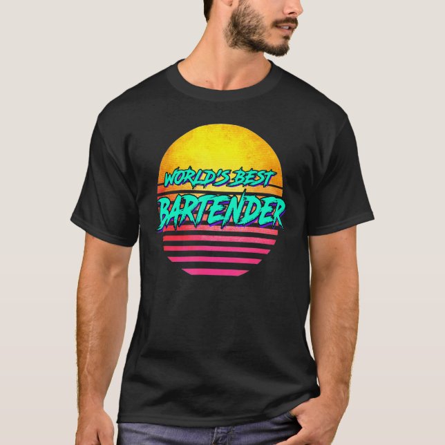 Retro Bartender-yrket T Shirt (Framsida)