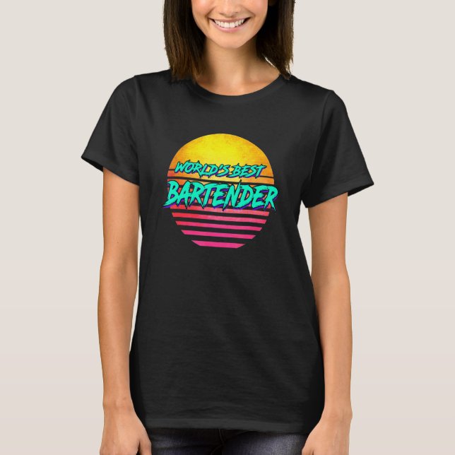 Retro Bartender-yrket T Shirt (Framsida)