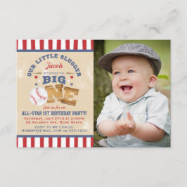 Retro Baseball 1:a födelsedagsstjärnor och Rand fo Inbjudningar