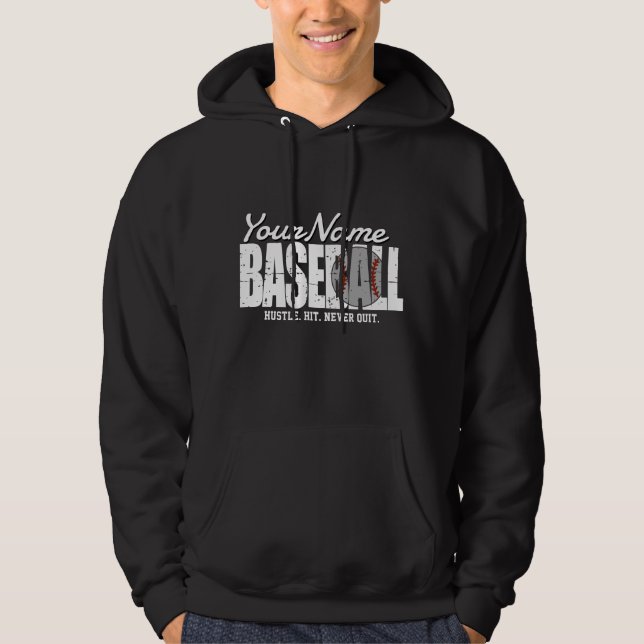 Retro Baseball ADD NAMN Streck Team Player Hoodie (Framsida)