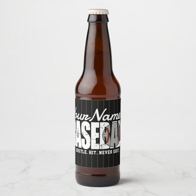 Retro Baseball ADD NAMN Streck Team Player Ölflaska Etikett (Framsida)