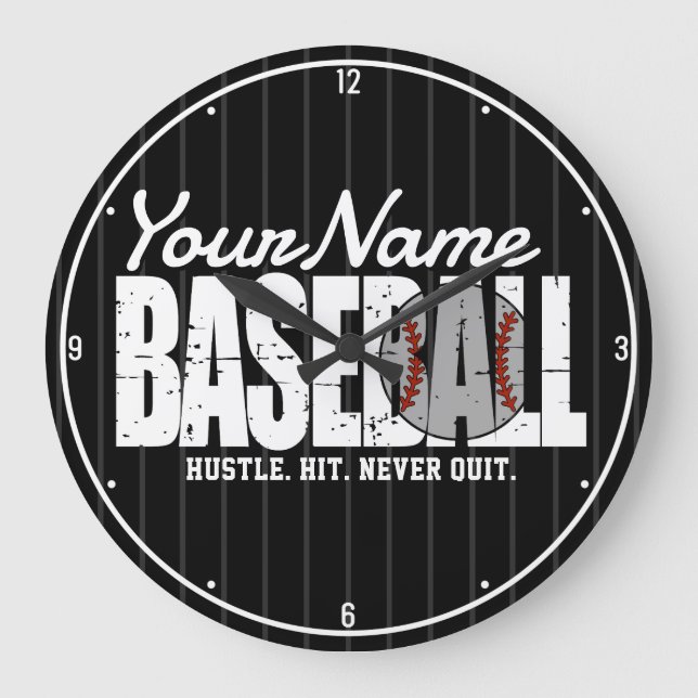 Retro Baseball ADD NAMN Streck Team Player Stor Klocka (Framsida)