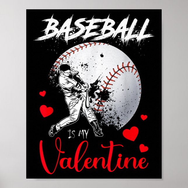 Retro Baseball är min Valentine Baseball Boll Vale Poster (Framsidan)