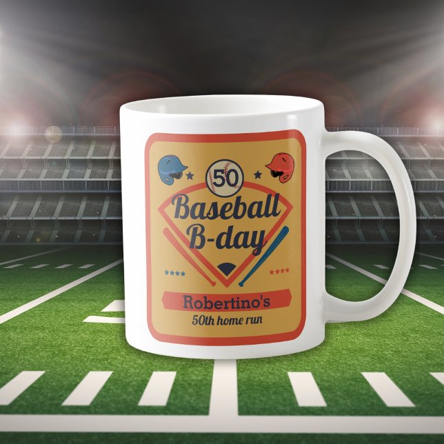 Retro Baseball B-Day Men's 50th Birthday Kaffemugg (Skapare uppladdad)