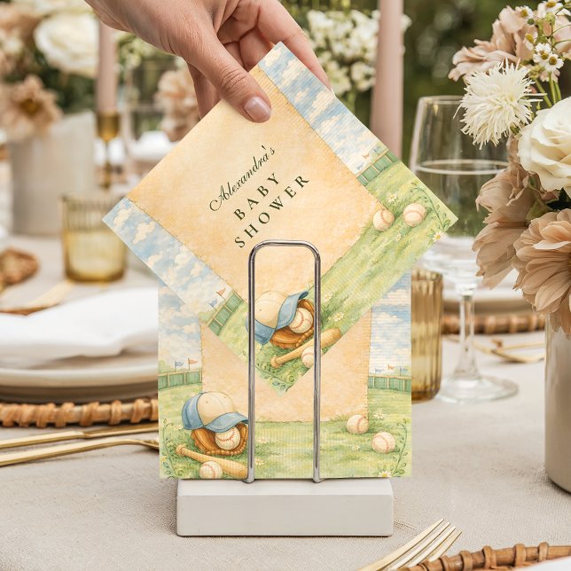 Retro Baseball Field Baby Shower Pappersservett (Skapare uppladdad)