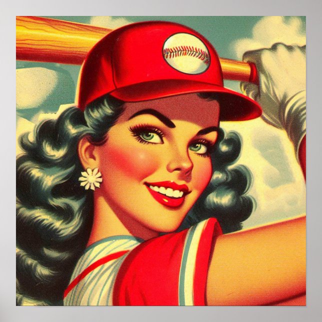 Retro Baseball Girl Poster (Framsidan)