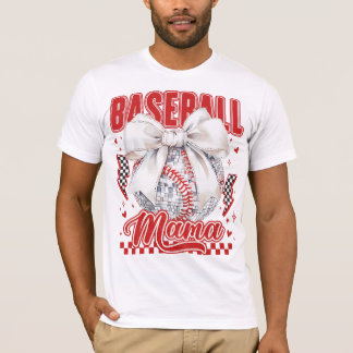 Retro Baseball Mamma T-Shirt Disco Boll Coquette S