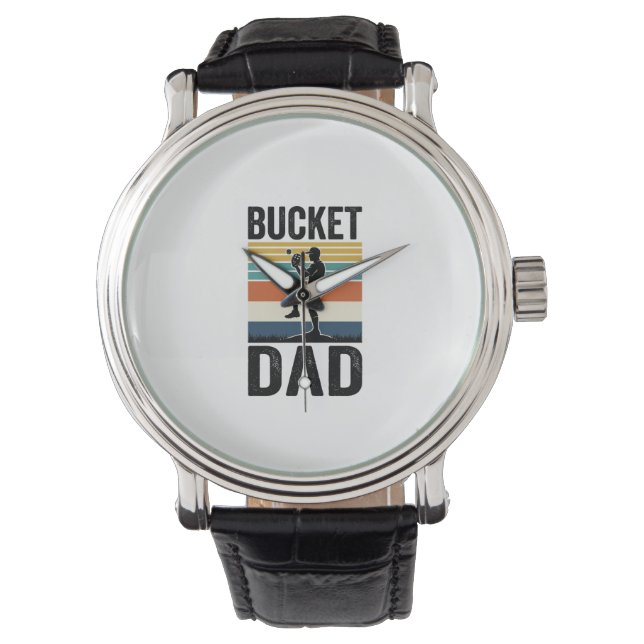 Retro Baseball Pappa Bucket Fader Vektor Design_1 Armbandsur (Framsida)