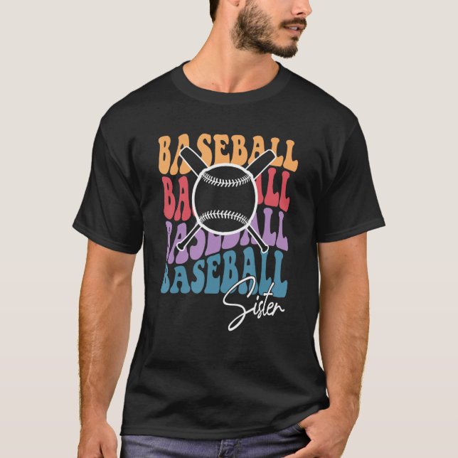 Retro Baseball Sister Big Sister Baseball For Wome T Shirt (Framsida)