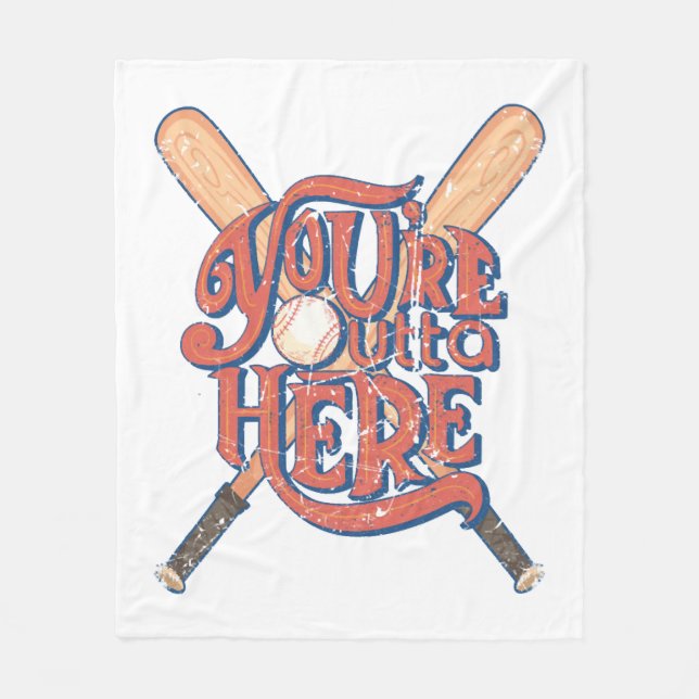 Retro Baseball Softball Fläkt Design Fleecefilt (Framsidan)