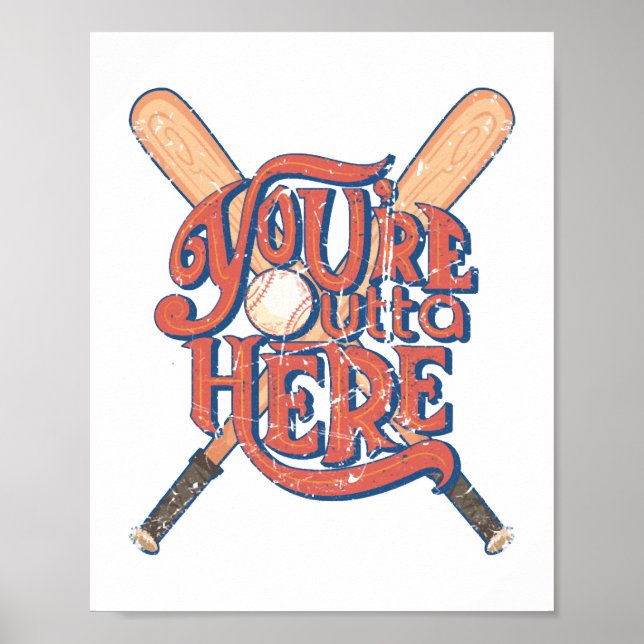 Retro Baseball Softball Fläkt Design Poster (Framsidan)
