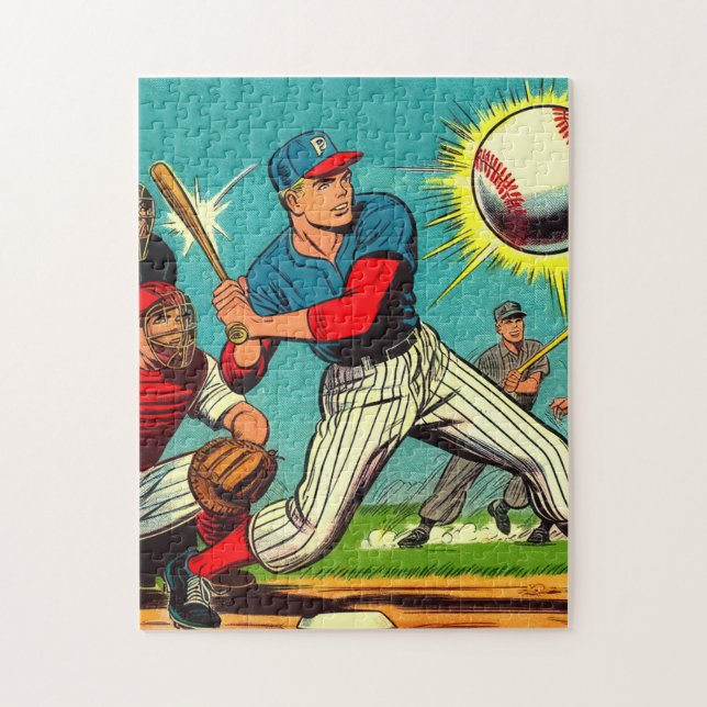 Retro Baseball-Tecknader Pussel (Vertikal)