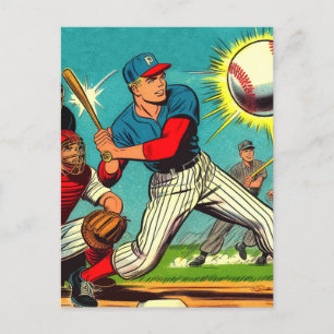 Retro Baseball-Tecknader Vykort