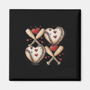 Retro Baseball Valentines day Xoxo Funny Kids Boys Magnet
