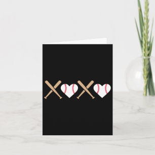 Retro Baseball Xo Valentines day Hugs Kisses Vuxen Kort