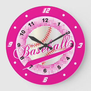 Retro baseballstil för shock rosa stor klocka