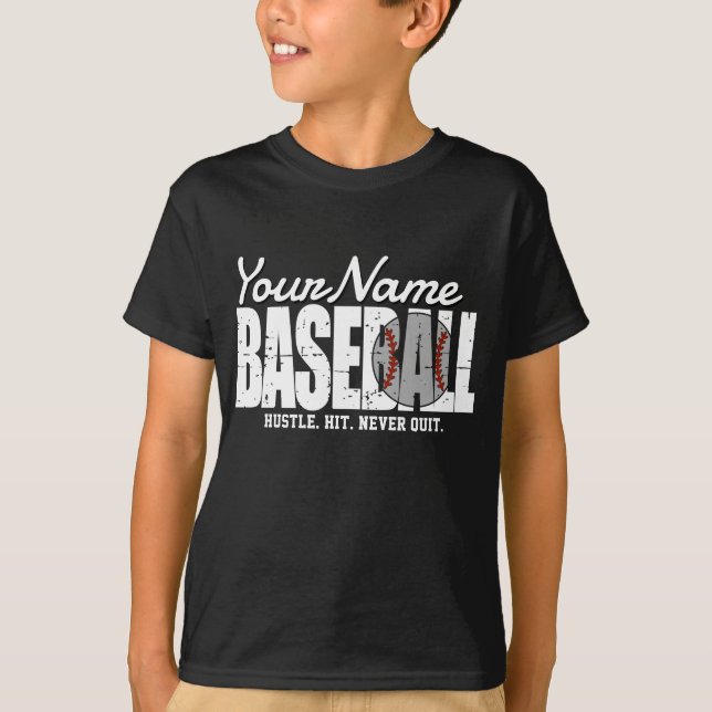 Retro baseboll ADD NAMN Pinstripe Teamspelare T Shirt (Framsida)