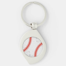 Retro baseboll i vintage-stil med atletisk prägel swirl silverfärgad nyckelring