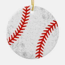 Retro baseboll i vintage-stil med slitna detaljer julgransprydnad keramik