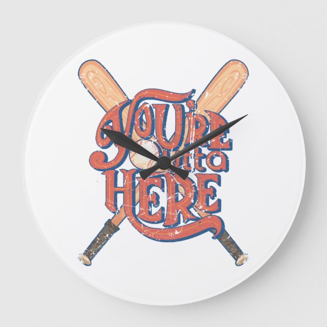 Retro baseboll softboll fan design stor klocka (Framsida)