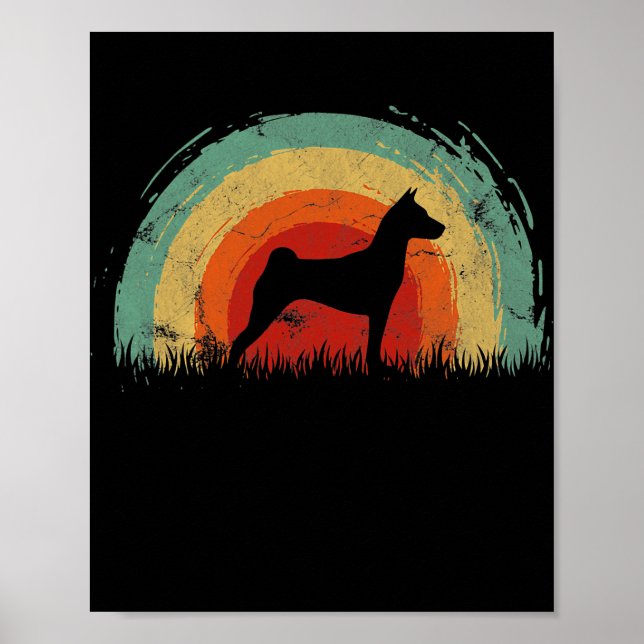 Retro Basenji Vintage Rainbow Hund Manar Women Poster (Framsidan)
